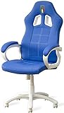 Qubick Gaming Chair, Azzurro/Bianco, Sedia da Gioco con Altezza Regolabile
